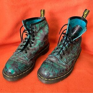 Dr. Marten’s 1460 Pascal leather tie-dyed blue green Made in England VINTAGE
